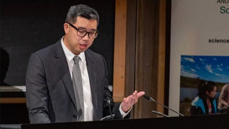 Mark Ho speaking at the Science at the Shine Dome Symposium - Power Up Australia The Sustainable Way in May, an event hosted by the Australian Academy of Science (Image; ANSTO)