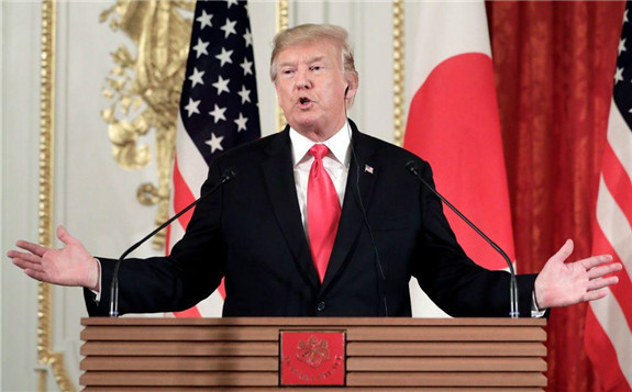 US President Donald Trump at Akasaka Palace on 27 May 2019 in Tokyo Japan [Kiyoshi Ota/Pool/Getty Images]