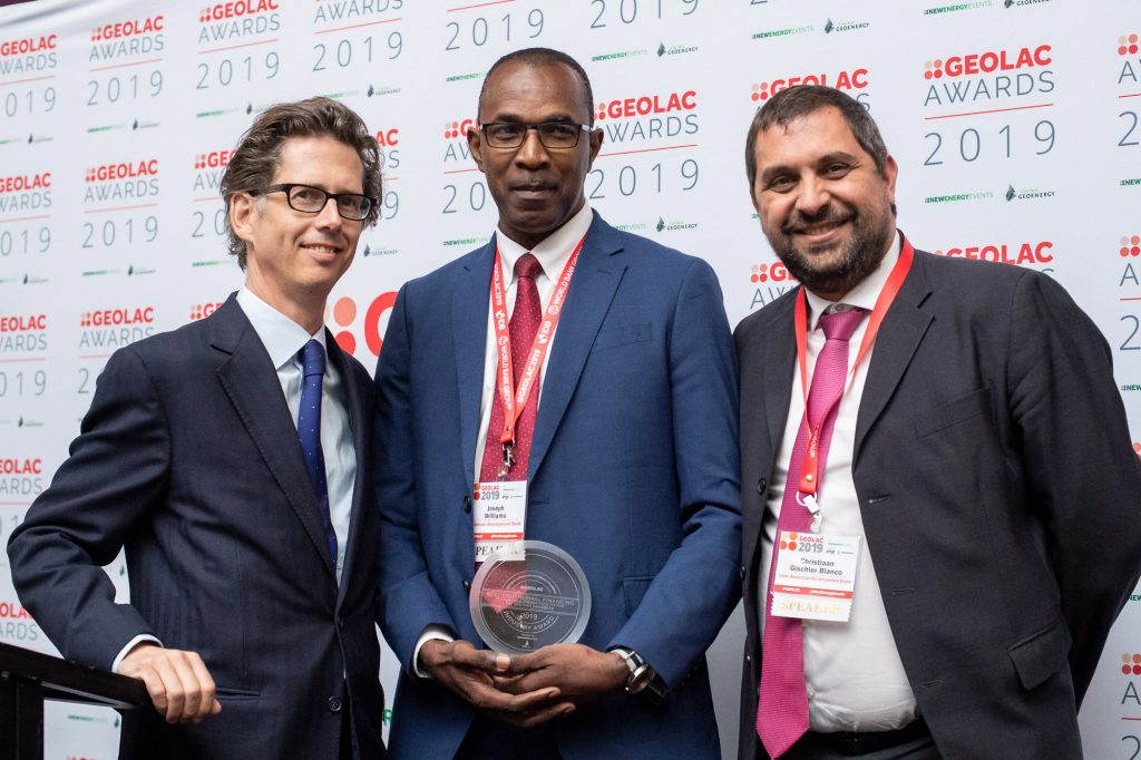 L-R: Matthew Perks, CEO, New Energy Events; Joseph Williams, Acting Head, RE and EE Unit, Caribbean Development Bank; Christiaan Gischler Blanco, Lead Energy Specialist , Inter-America Development Bank - Photo by Andrés Vargas (source: New Energy Events)