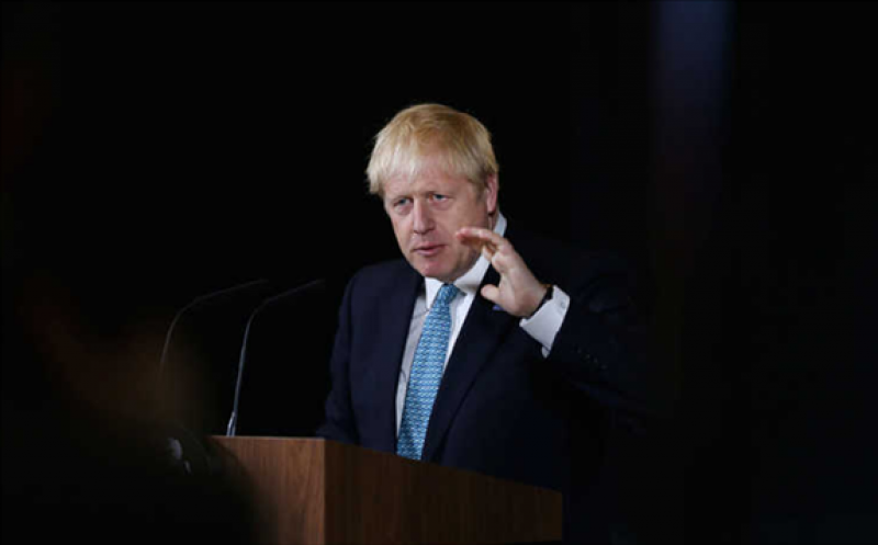 British Prime Minister Boris Johnson gestures during a speech on domestic priorities at the Science and Industry Museum in Manchester, Britain, July 27, 2019.  Read more: https://www.al-monitor.com/pulse/originals/2019/07/uk-boris-johnson-signals-support-iran-deal-eu-iran-meeting.html#ixzz5v9NWqoZh