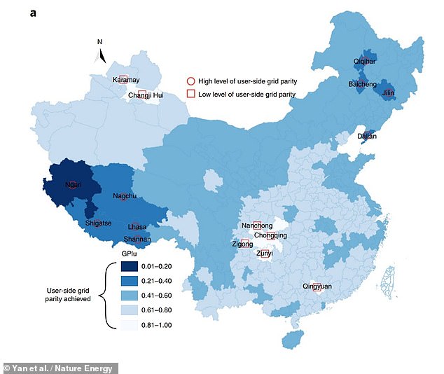 The researchers also found that grid solar electricity systems are also capable of producing electricity at lower prices than coal in around 22 per cent — or 76 — of China's cities