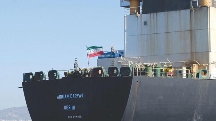 An Iranian flag flutters on board the Adrian Darya oil tanker, formerly known as Grace 1, off the coast of Gibraltar on August 18, 2019. Johnny BUGEJA / AFP