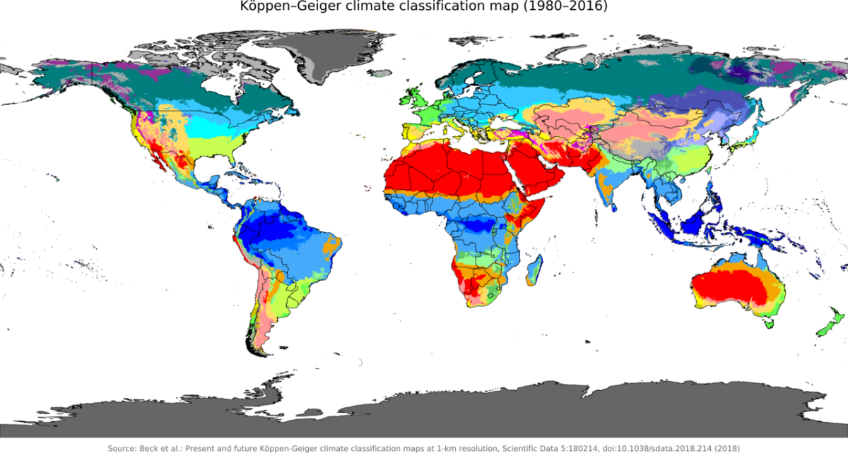 Present and future Köppen-Geiger climate classification maps.