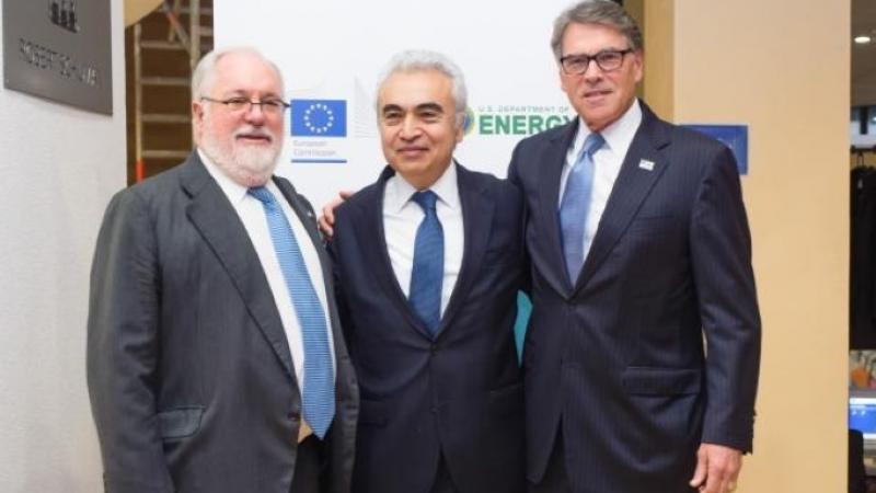 L-R: Miguel Arias Cañete, Member of the EC in charge of Climate Action and Energy, Fatih Birol, Executive Director of the International Energy Agency, and US Energy Secretary Rick Perry pictured at the high-level forum (Image: European Commission)