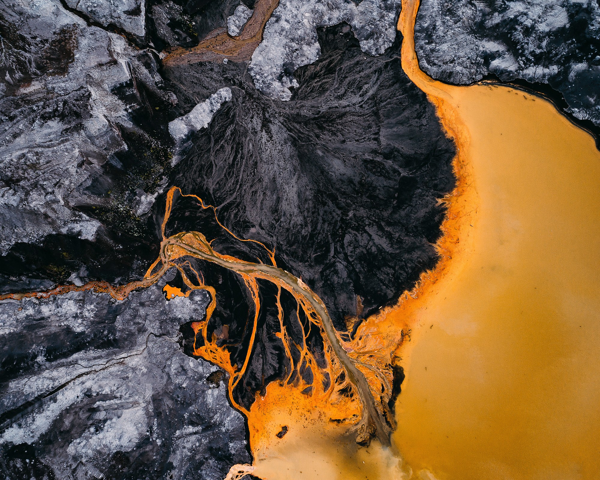 Tom Hegen's aerial series Toxic Water depicts landscapes affected by coal mining. PHOTOGRAPH: TOM HEGEN
