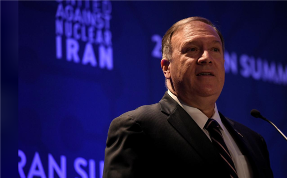 FILE PHOTO: U.S. Secretary of State Mike Pompeo speaks during the United Against Nuclear Iran Summit on the sidelines of the United Nations General Assembly in New York City, U.S. September 25, 2019. REUTERS/Darren Ornitz