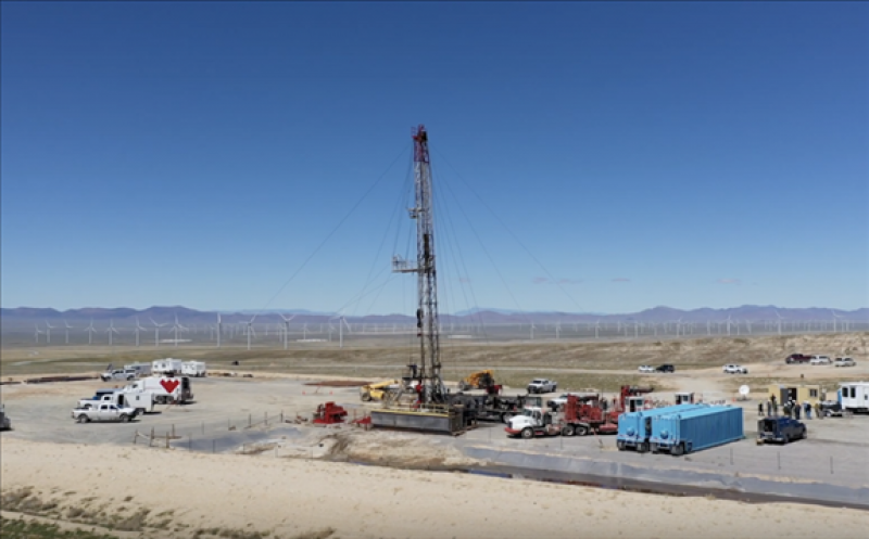 Drilling rig on site at FORGE project, Utah (source: Utah Governor/ YouTube - screenshot)