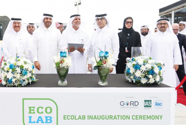 Dr. Yousef Alhorr, Founding Chairman of GORD, with other officials during the opening of the EcoLab.