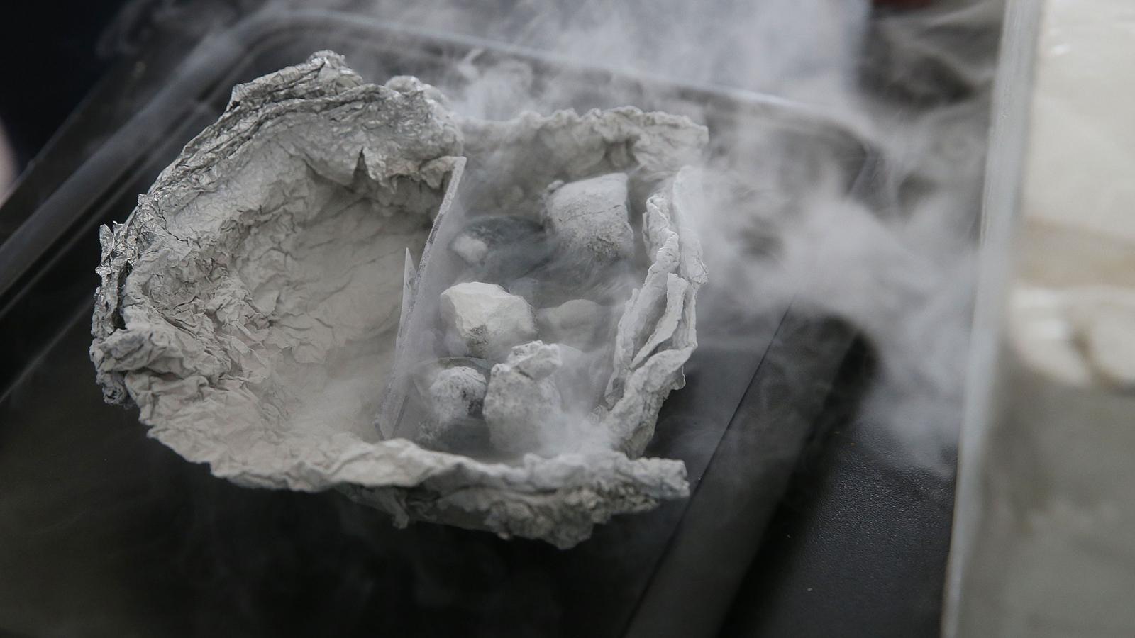 Flammable ice appears to smoke as it melts (Credit: Getty Images)