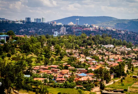 Kigali, Rwanda’s capital. The country annually emits 0.09 tonnes of carbon dioxide per head of population, compared with 8.3 in the UK. Photograph: Alamy