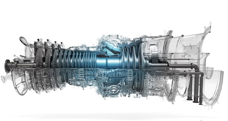 An image of a hydrogen gas turbine developed by Mitsubishi Hitachi Power Systems.