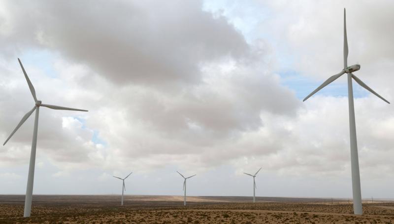 Energy with potential. Wind turbines at a wind farm in the southwestern Moroccan city of Tarfaya . (AFP)