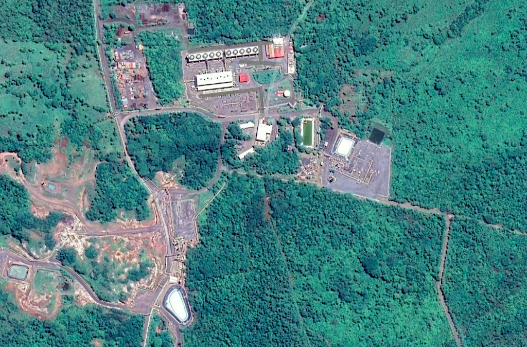 Aerial view of the San Jacinto geothermal plant, Nicaragua (screenshot Google/ Maps)