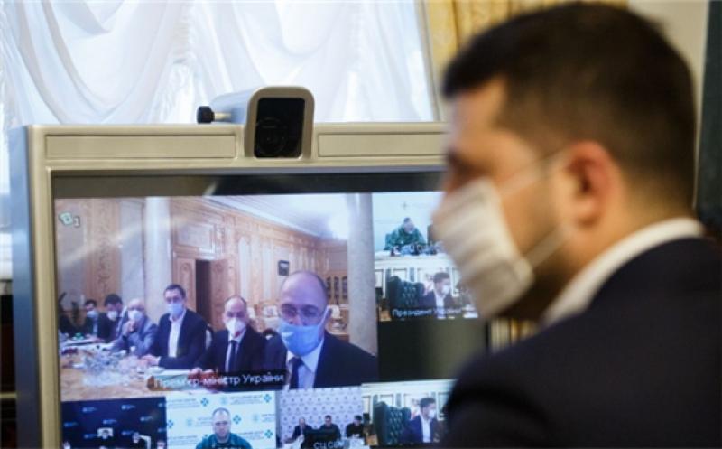 Ukrainian President Volodymyr Zelenskyy during today's conference call (Image: Ukrainian President's Office)