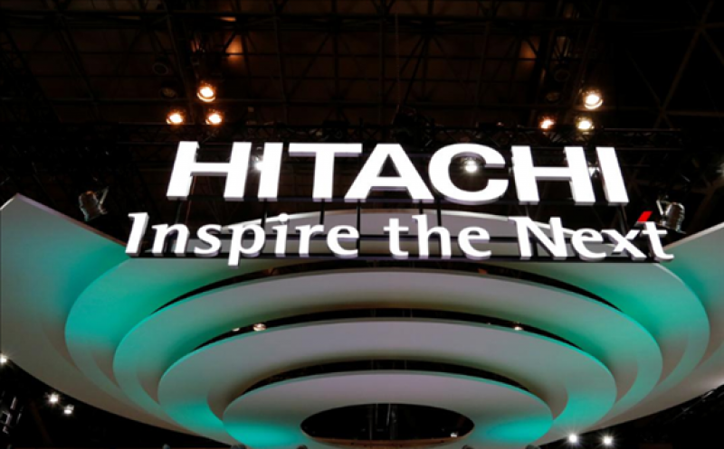 FILE PHOTO: A logo of Hitachi Ltd. is pictured at CEATEC (Combined Exhibition of Advanced Technologies) JAPAN 2016 at the Makuhari Messe in Chiba, Japan, October 3, 2016. REUTERS/Toru Hanai