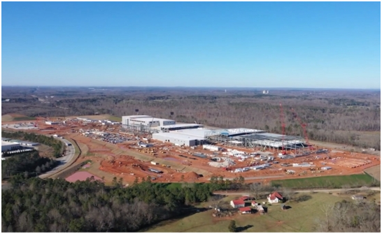 A view of SK Innovation’s first EV battery factory under construction in Georgia, the United States