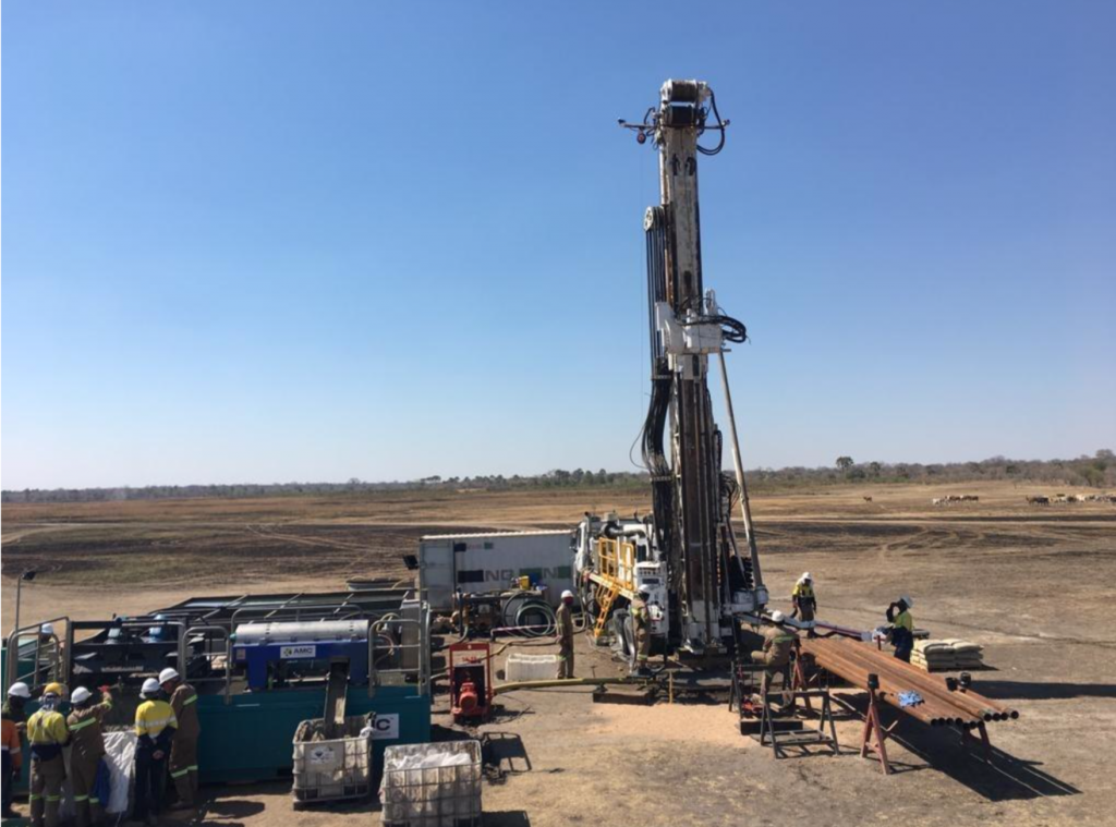 Drilling rig on project site at Bweengwa River, Zambia