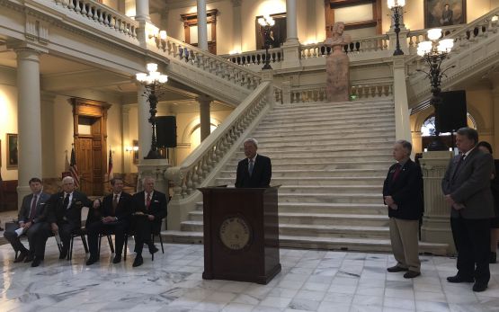 Georgia Governor Brian Kemp (seated, second from right) welcomed SK Innovation to Georgia as investment plans were announced in January 2019.