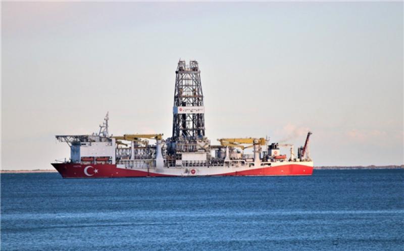 Turkey's drilling ship Fatih is anchored off the Tasucu Port in Silifke district of Mersin, Turkey on 1 February 2020. [Mustafa Ünal Uysal - Anadolu Agency]