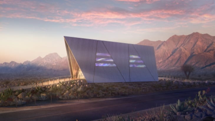 Oklo’s Aurora “powerhouse” uses metal fuel to produce heat. As Oklo describes it, “heat pipes carry the heat to a heat exchanger, and a power conversion cycle converts the heat into electricity.” Oklo recently acquired a site permit to build the design pictured at Idaho National Laboratory facility in Idaho Falls. The modular, sloping roof is designed with significant snowfall in mind, and it also serves a support for solar photovoltaic panels. Courtesy: Oklo