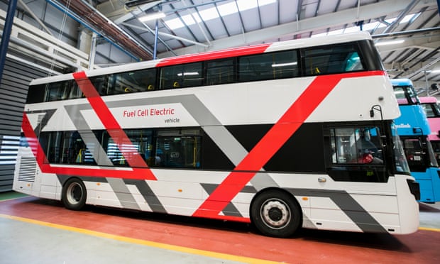 Wrightbus’s prototype hydrogen bus. Photograph: Liam McBurney/PA