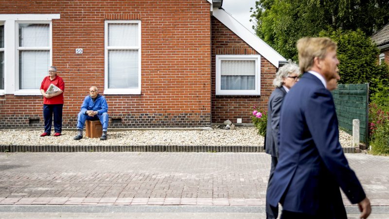 King Willem-Alexander (R) during a walk through the village center of Overschild in the northern province Groningen, The Netherlands, 27 May 2020. The king visited the village to discuss the consequences of natural gas extraction.