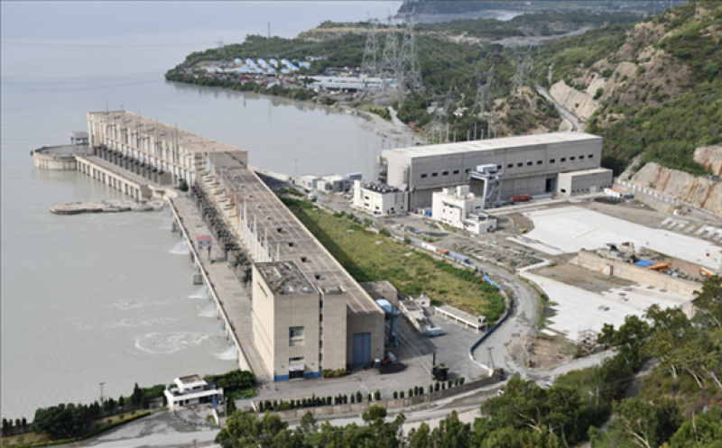 Tarbela hydropower station and the Tarbela 4th Extension powerhouse. 