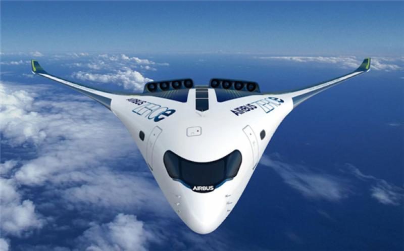 An artist's impression showing one of three zero-emission concept aircraft known as ZEROe (Credit: Airbus)