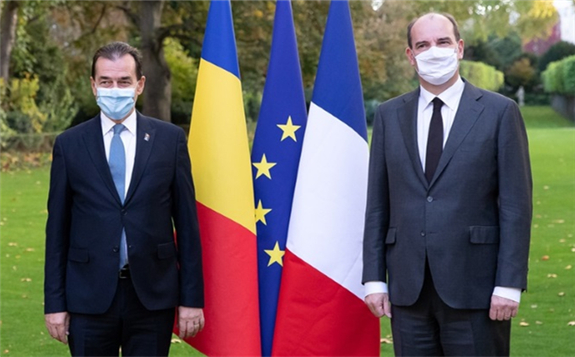 Romanian and French prime ministers, Ludovic Orban and Jean Castex, yesterday (Image: Romanian government)