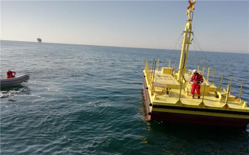 The Inertial Sea Wave Energy Converter (ISWEC), a hybrid wave and photovoltaic power converter (Courtesy of Ocean Energy Europe)