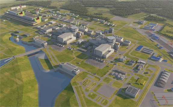 An artist's impression of the two VVER-1200 units adjacent to the existing Paks plant (Image: Paks II Ltd)