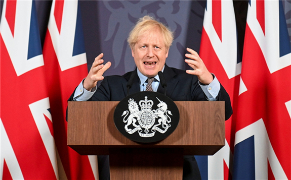 British Prime Minister Boris Johnson holds a news conference in Downing Street on the outcome of the Brexit negotiations, in London, Britain December 24, 2020. 