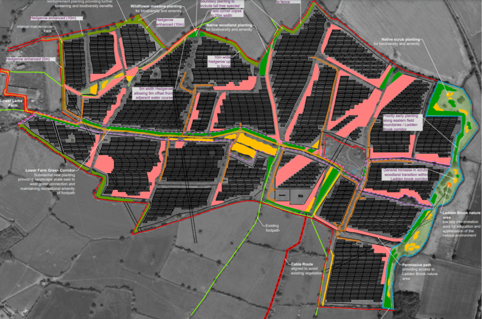 The design plan for Larks Green. Image: LDA Design/Enso Energy.