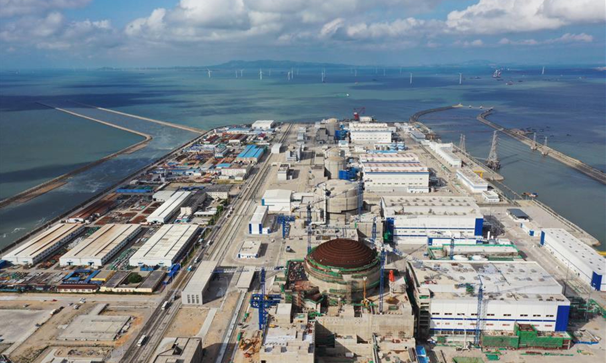 Aerial photo taken on Aug. 31, 2020 shows a panoramic view of Fuqing project in the city of Fuqing, southeast China's Fujian Province. Fuel loading started Friday at China's first nuclear power unit using Hualong One technology, a domestically developed third-generation reactor design, bringing the unit one step closer to operation. (Photo by Guo Donghai/Xinhua)