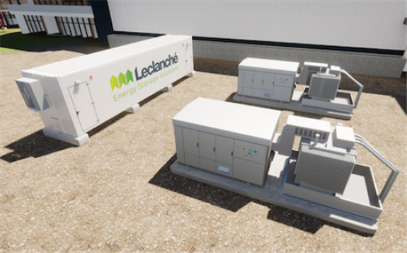 Rendering of a forthcoming project at a gas plant in Slovakia using Leclanché's stationary energy storage solution. Image: Leclanché.