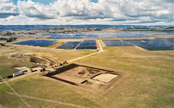 The California Flats project site, with the solar PV plant behind the area being prepared for installation of the Tesla Megapacks. Image: Apple.