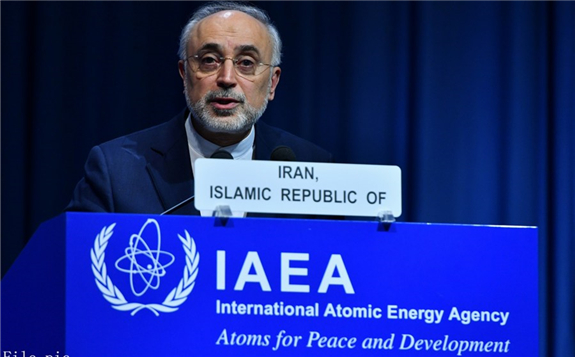 Head of the Atomic Energy Organization of Iran (AEOI) Ali Akbar Salehi addresses the 62nd General Conference of the International Atomic Energy Agency (IAEA) in Vienna, Austria, on Sept. 17, 2018. (Xinhua/IAEA)