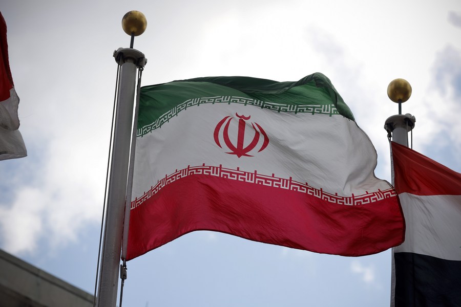 An Iranian flag is pictured at the United Nations headquarters in New York, Jan. 8, 2020. (Xinhua)
