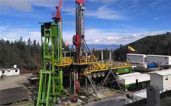 Drilling rig on site at Chachimbiro, Ecuador (source: CELEC)