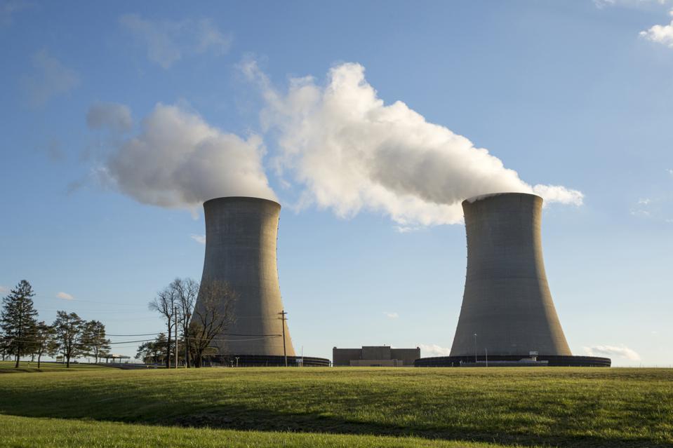 The cooling towers of Exelon Corporation's Limerick Generating Station nuclear power plant are seen in Pottstown, Pennsylvania, on Thursday, November 26, 2020. (AP Photo/Ted Shaffrey) ASSOCIATED PRESS