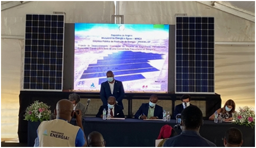 Hanwha Q Cells photovoltaic modules installed at the Angolan photovoltaic project site