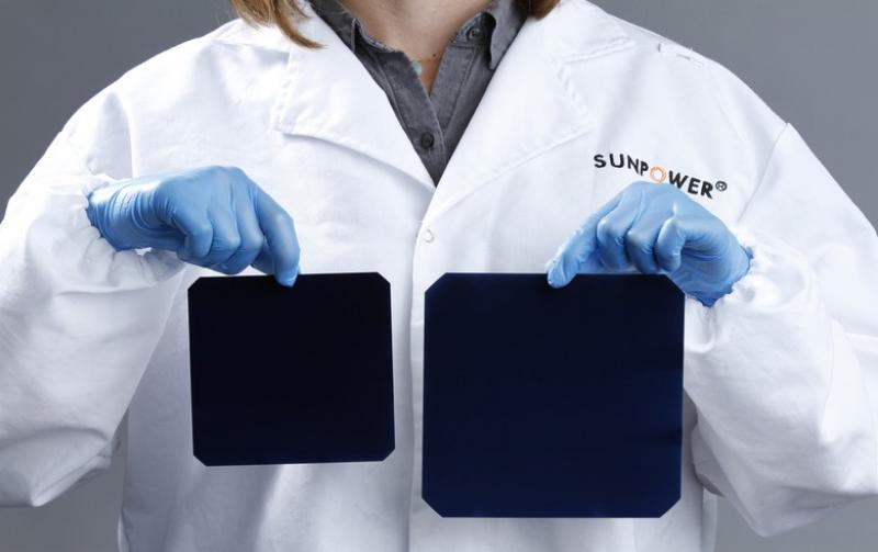 SunPower's fifth-generation Maxeon solar cells (right). Source: SunPower