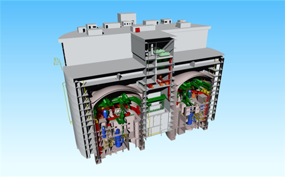 A cutaway of a plant featuring two ACP100 reactors (Image: CNNC)