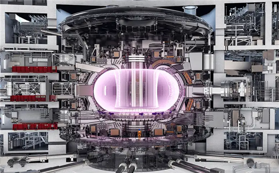 The ITER fusion reactor will contain the world’s largest magnet, which stands vertically in the centre of this illustration  ITER    Read more: https://www.newscientist.com/article/2280763-worlds-most-powerful-magnet-being-shipped-to-iter-fusion-reactor
