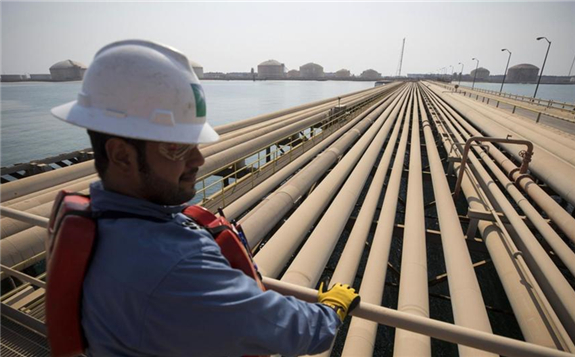 Oil pipelines at Aramco’s Ras Tanura refinery in Saudi Arabia. Aramco's deal with the EIG-led consortium values its pipeline business at $25.3 billion. Bloomberg