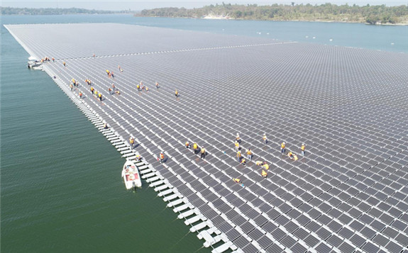 The floating solar farm at Sirindhorn Dam in Ubon Ratchathani.