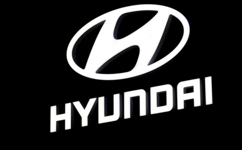 A Hyundai booth displays the company logo at the North American International Auto Show in Detroit, Michigan, U.S. January 16, 2018. REUTERS/Jonathan Ernst/Files