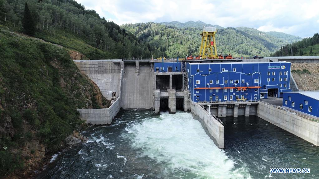 Photo taken on July 28, 2021 shows a view of the China-built Turgusun hydropower station on the Turgusun River near the city of Altai, Kazakhstan. The China-built Turgusun hydropower plant has been operating at full capacity since mid-July and will help ease a power shortage in East Kazakhstan Region. Built by the China International Water and Electric Corporation, a subsidiary of the China Three Gorges Corporation, the station has an installed capacity of 24.9 MW, producing up to 79.8 million kilowatt hours of electricity per year. (Photo by Kalizhan Ospanov/Xinhua)