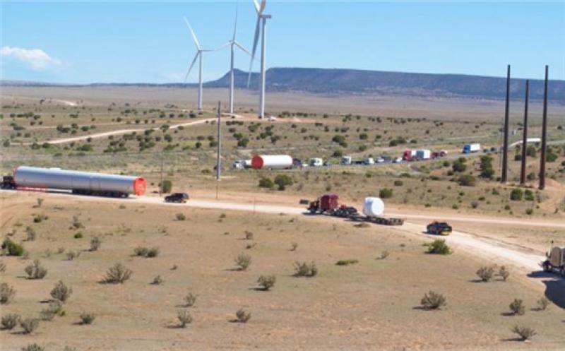 Construction is nearly complete on the Western Spirit wind project in east-Central New Mexico. The project- which includes four wind farms that will generate more than a gigawatt of electricity and a new transmission line -is expected to come online in December. (Courtesy of Pattern Energy)