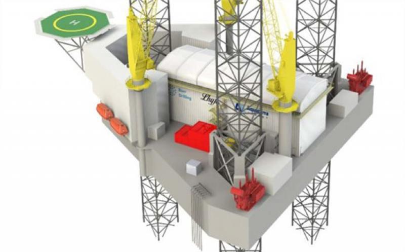 Jack up rig with electrolyser. Credit: Aquaterra Energy